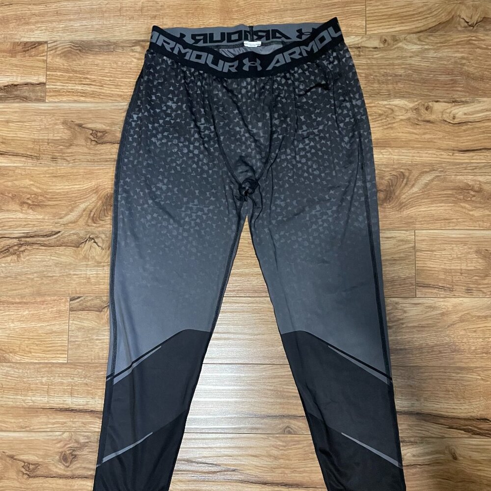 Under Armour UA Heatgear Compression Leggings Tights Black Gray - Size 2XL